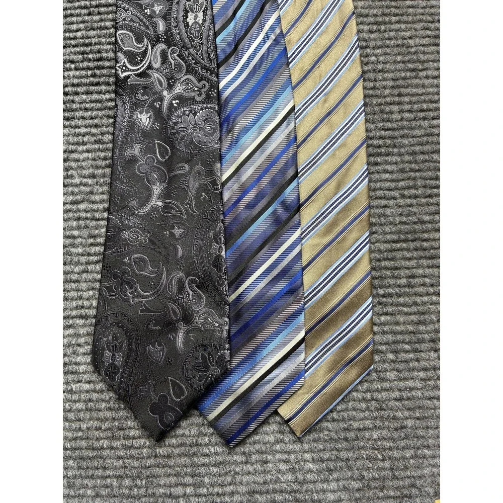 Geoffrey Beene 100% Silk Tie Mens One‎ Size Multicolor Striped Set Of 3 Necktie